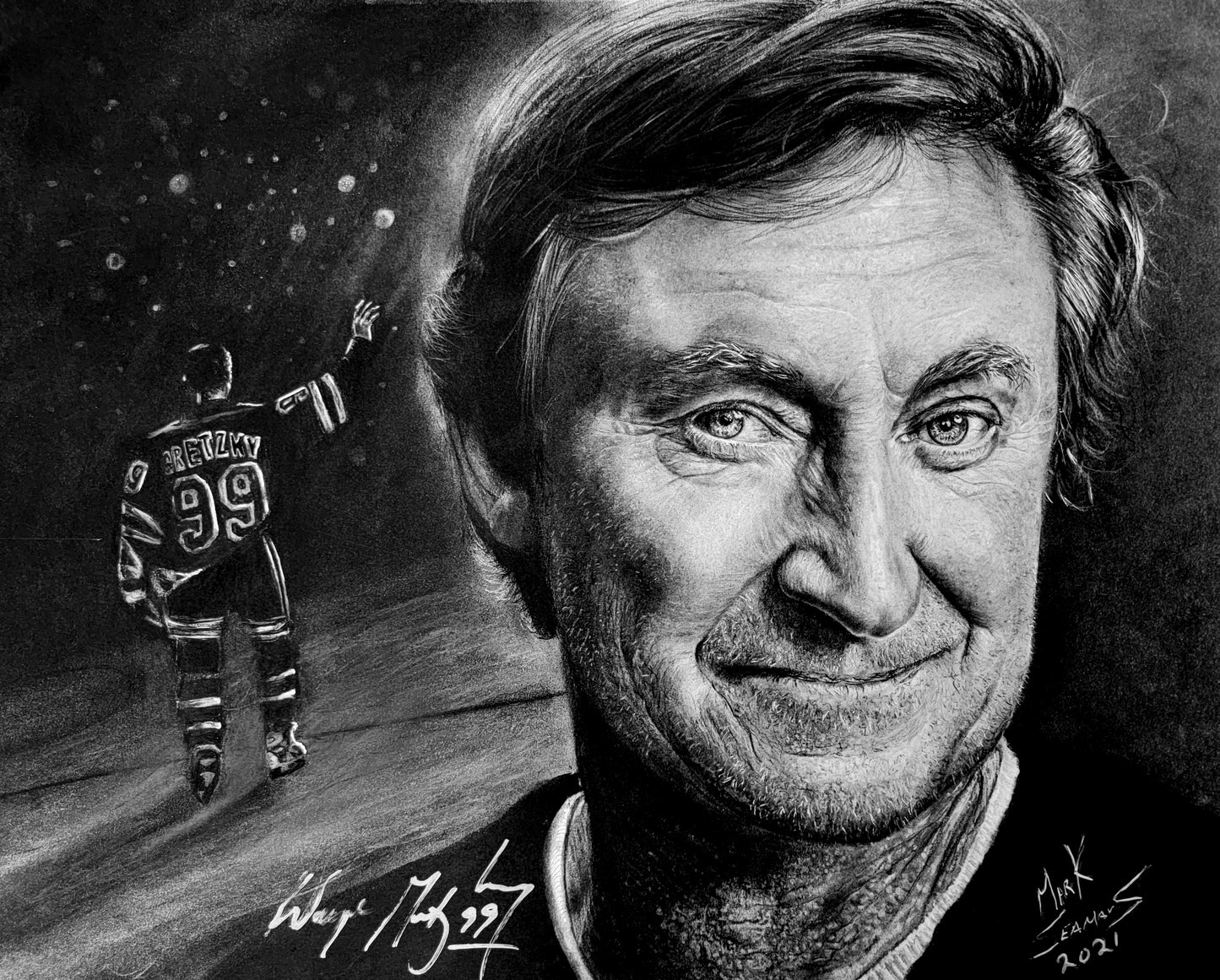 Wayne Gretzky Charcoal Portrait