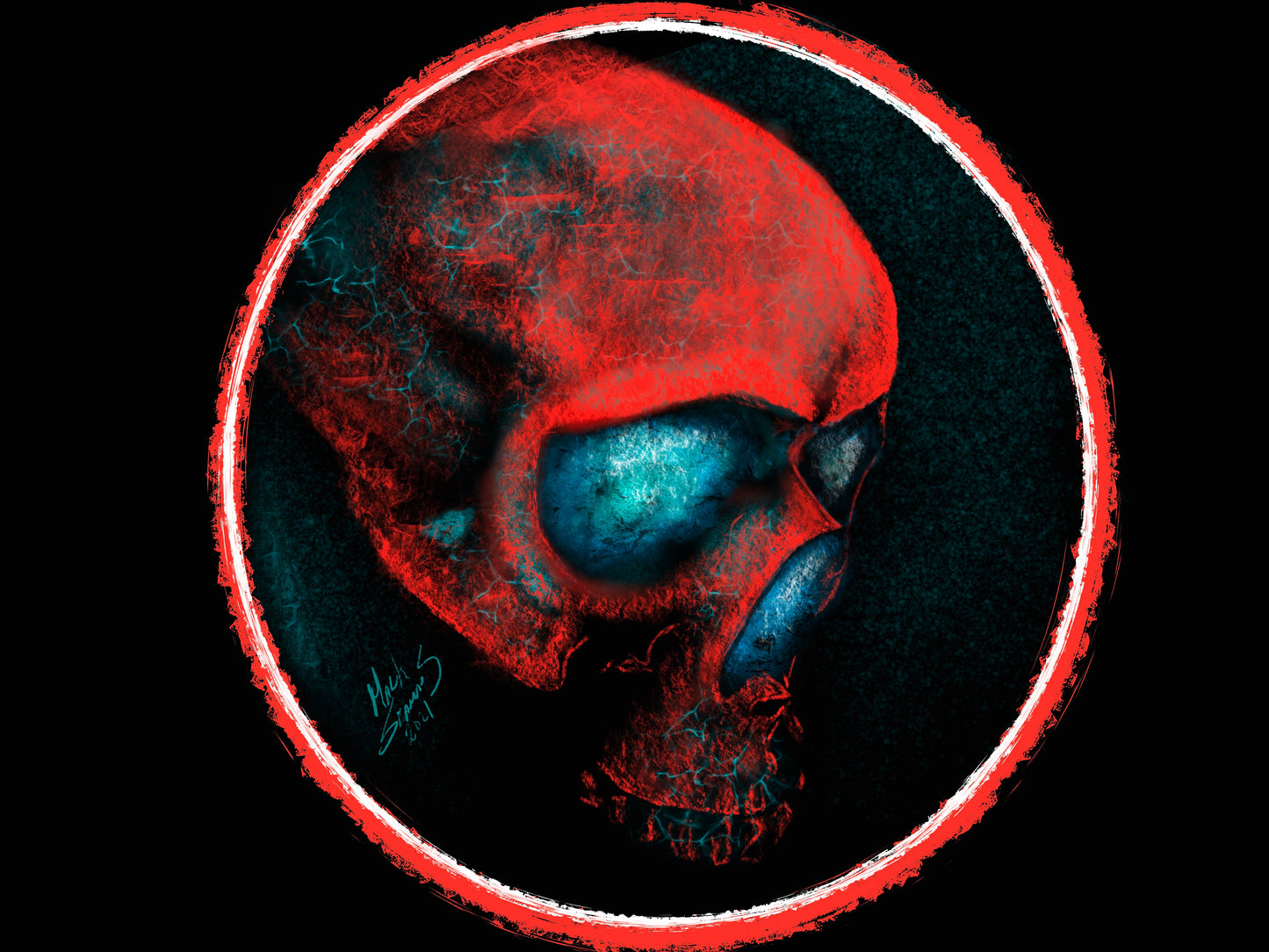 Red Skull Charcoal Portrait