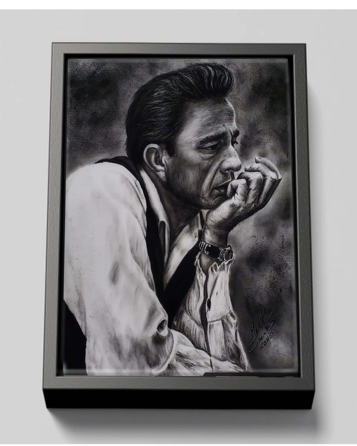 Johnny Cash Charcoal Portrait