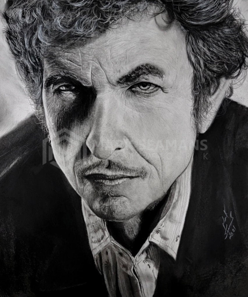 Bob Dylan Charcoal Portrait