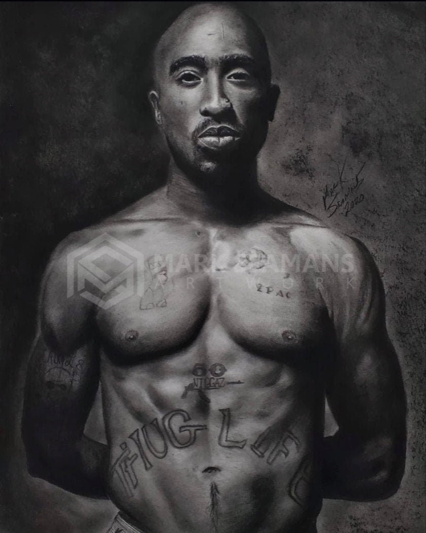Tupac Charcoal Portrait