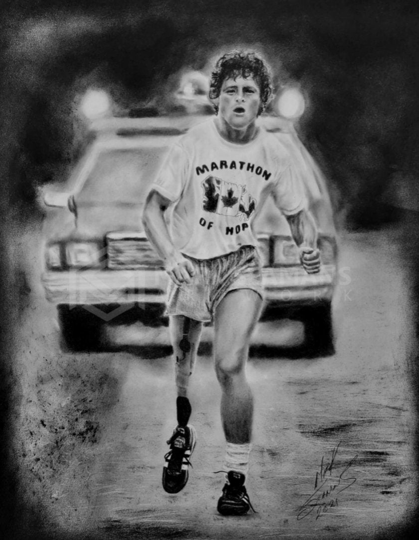 Terry Fox Charcoal Portrait