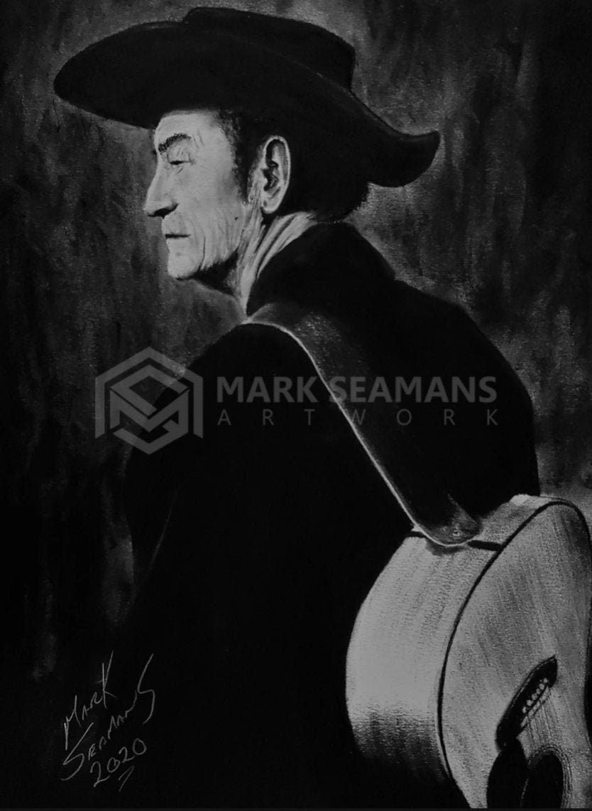 Stompin’ Tom Charcoal Portrait
