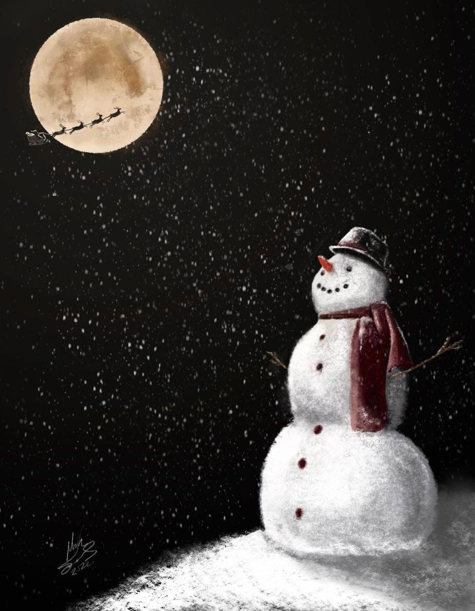 FROSTY in chalk pastel wall art