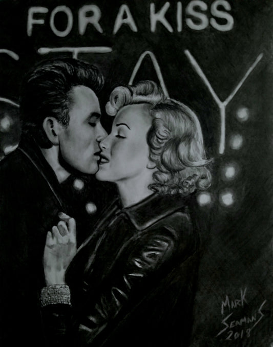 Marilyn Monroe and James Dean Charcoal Portrait