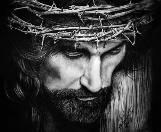 Jesus Christ Charcoal Portrait B&W
