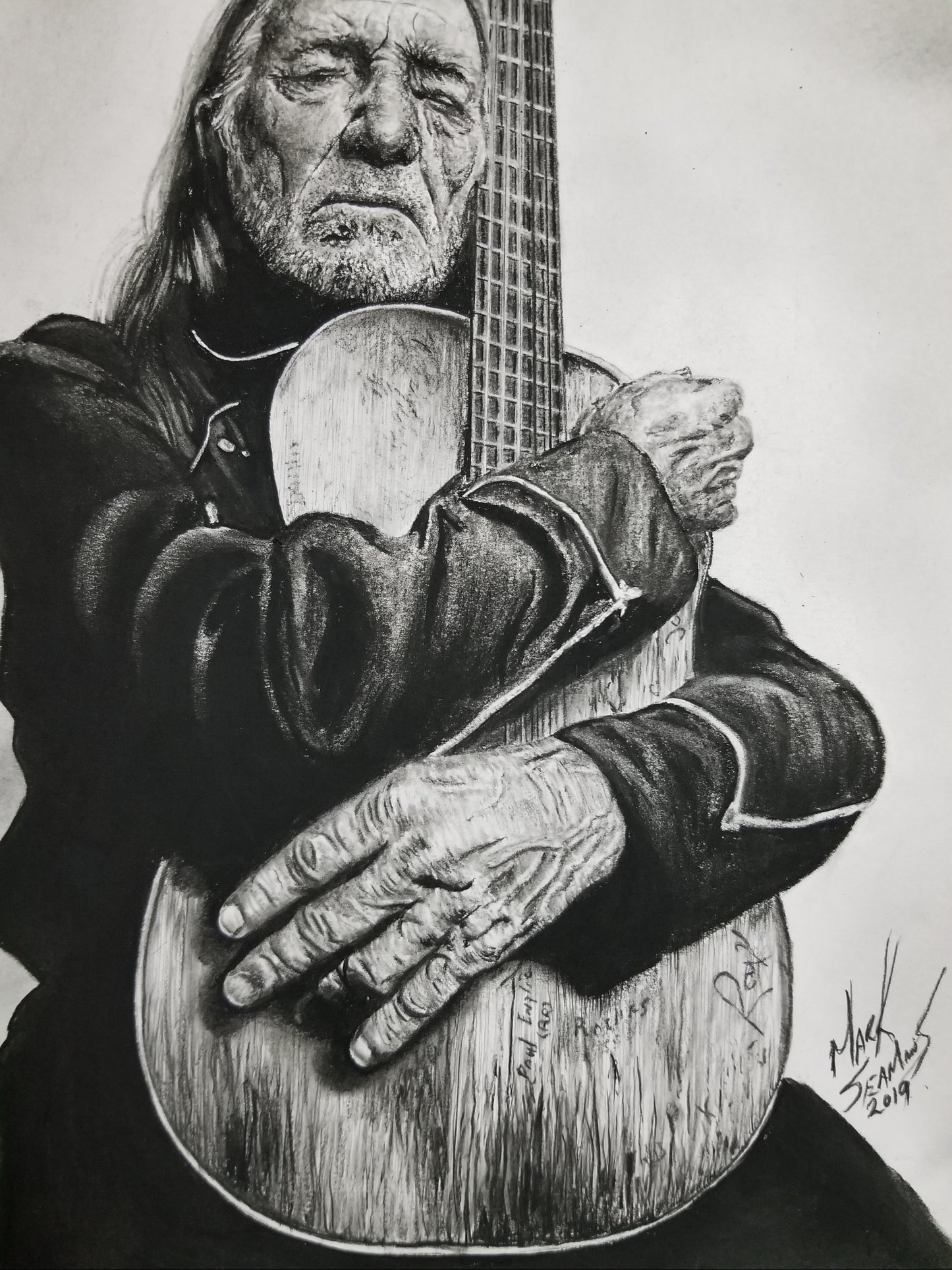 Willie Nelson Charcoal Portrait