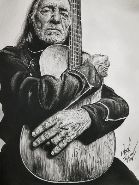 Willie Nelson Charcoal Portrait