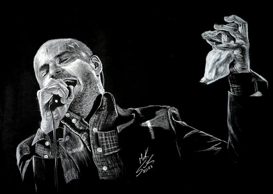 Gord  in White Charcoal on black paper