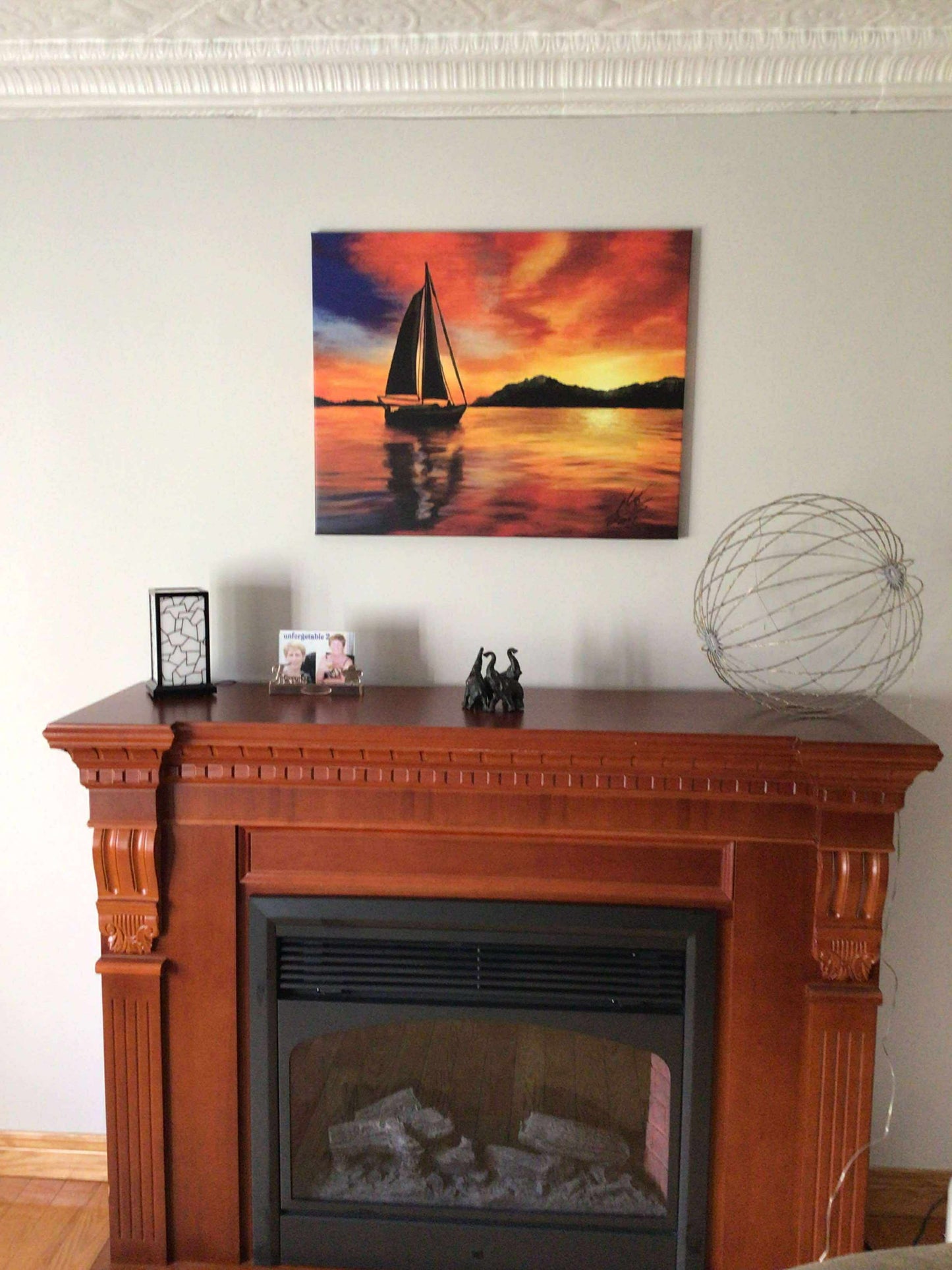 Sailboat Sunset: Acrylic Painting on Canvas, Ready to Hang