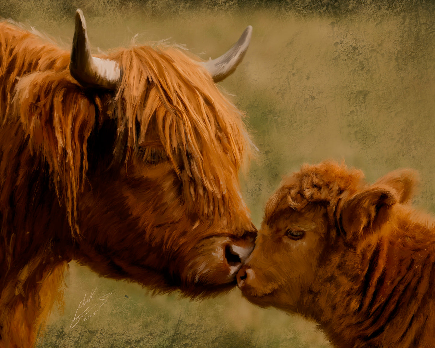 Highland Bond Art Print: Chalk Pastel, Ink, and Acrylic