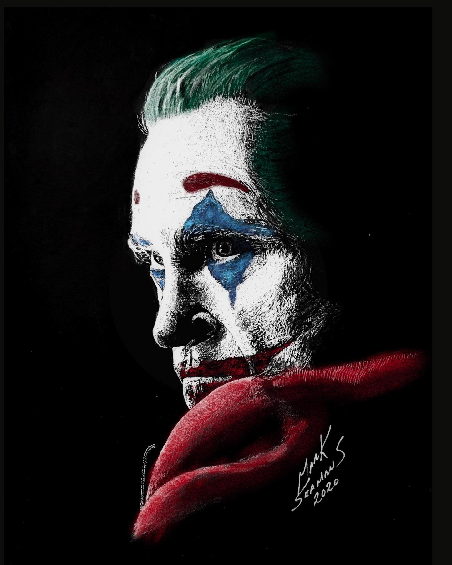 Joker in pastels and Charcoal