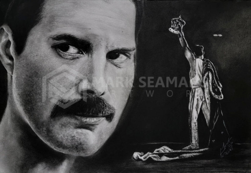 Freddie Mercury Memorial Charcoal Portrait