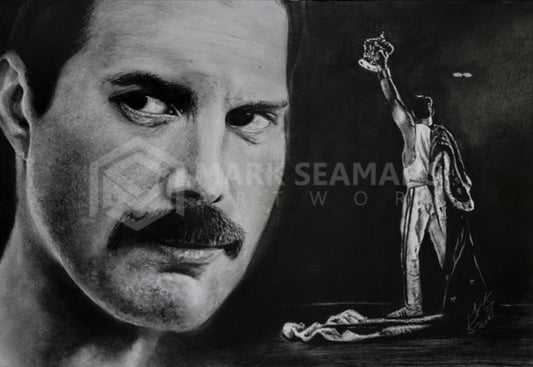 Freddie Mercury Memorial Charcoal Portrait