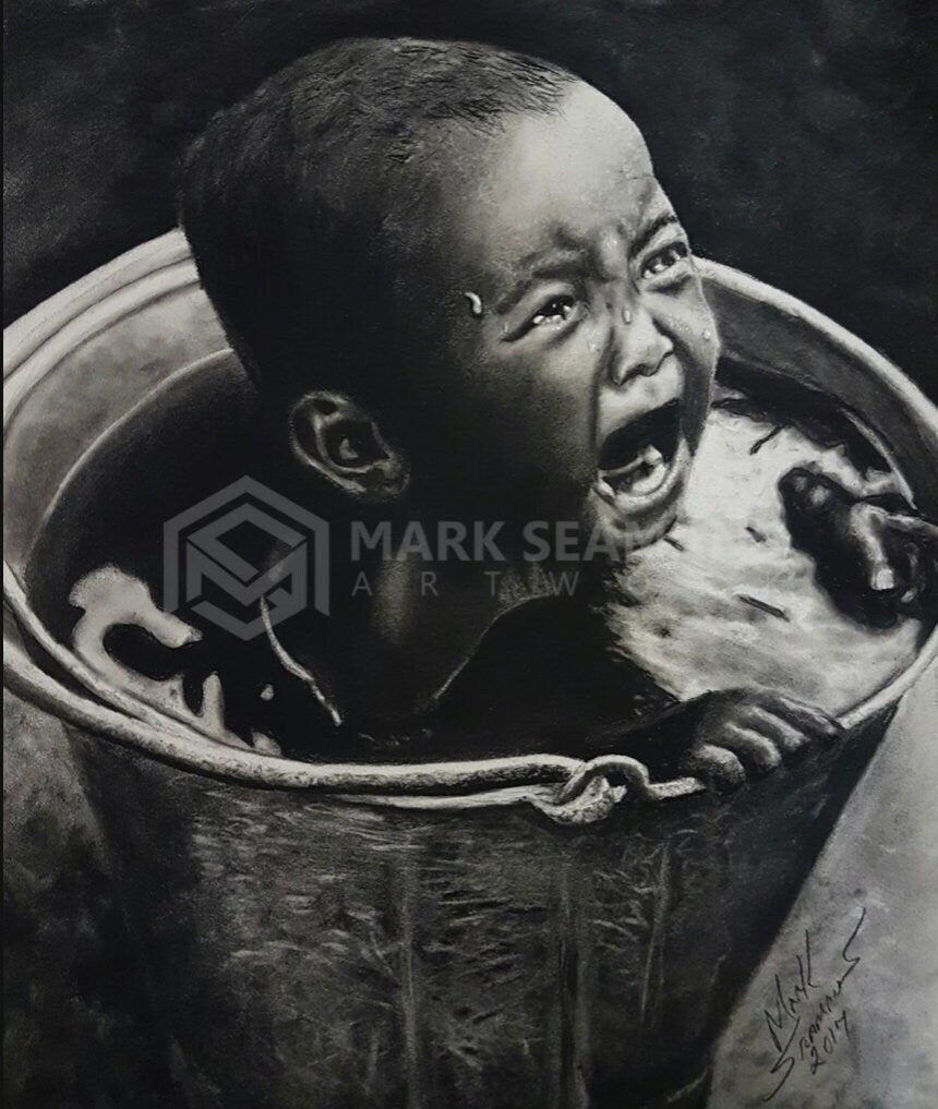 Tears of Innocence Charcoal Portrait