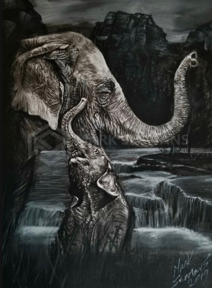 Mother's Love Charcoal Portrait