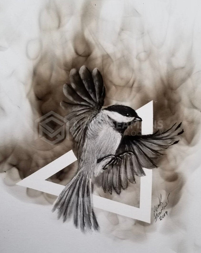 Chickadee Charcoal Portrait