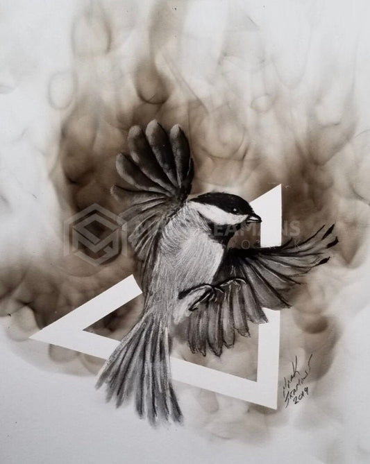 Chickadee Charcoal Portrait