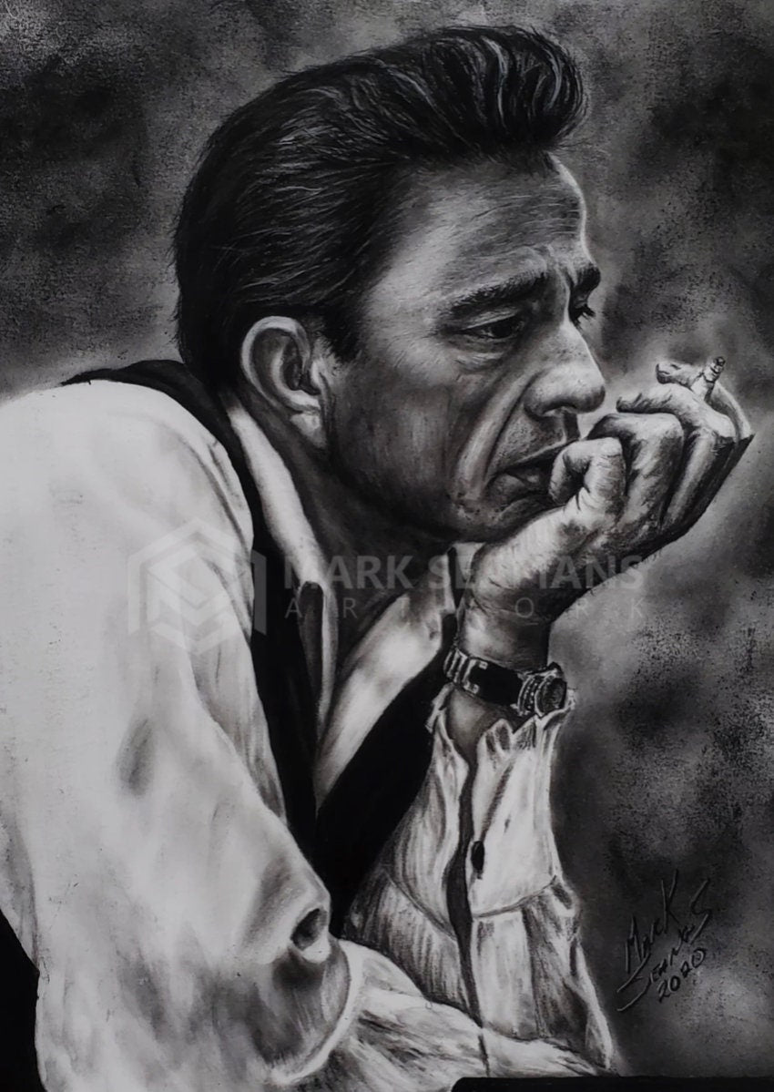 Johnny Cash Charcoal Portrait
