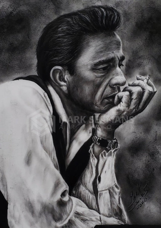 Johnny Cash Charcoal Portrait