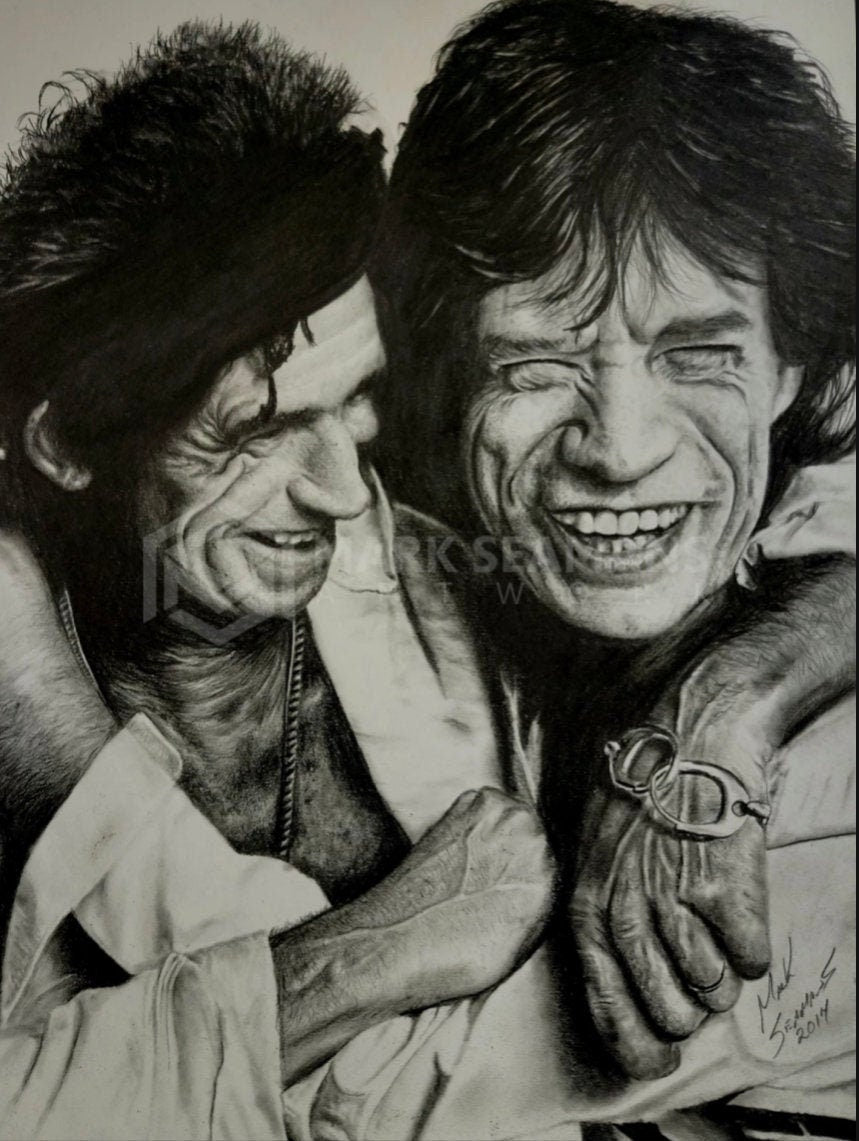 Mick and Keith Charcoal Portrait
