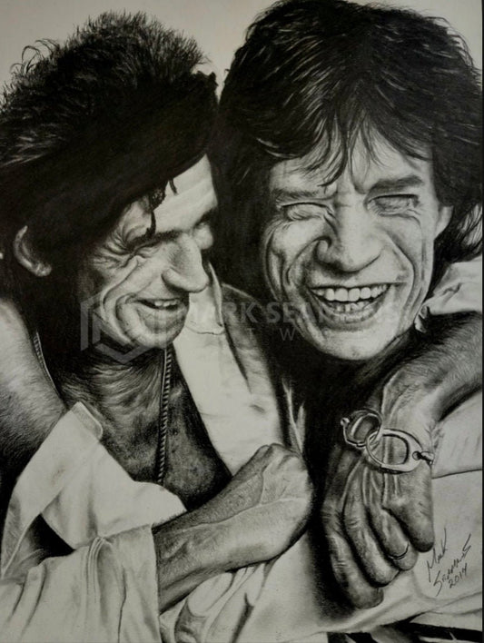 Mick and Keith Charcoal Portrait