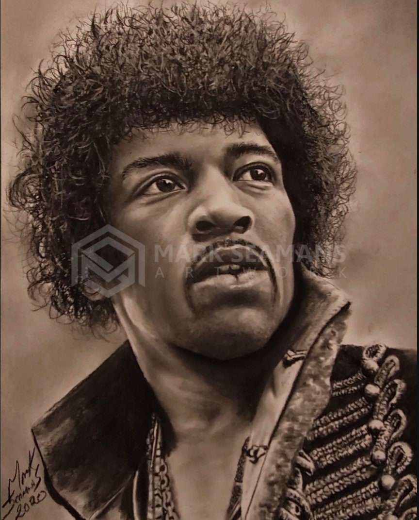 Jimi Hendrix Charcoal Portrait