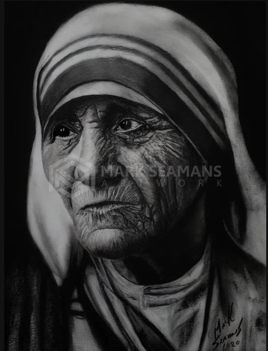 Mother Teresa Charcoal Portrait