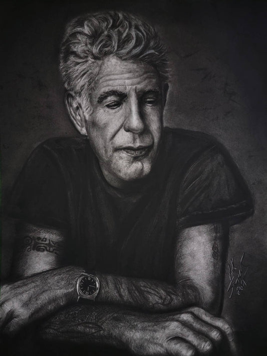Anthony Bourdain in Charcoal