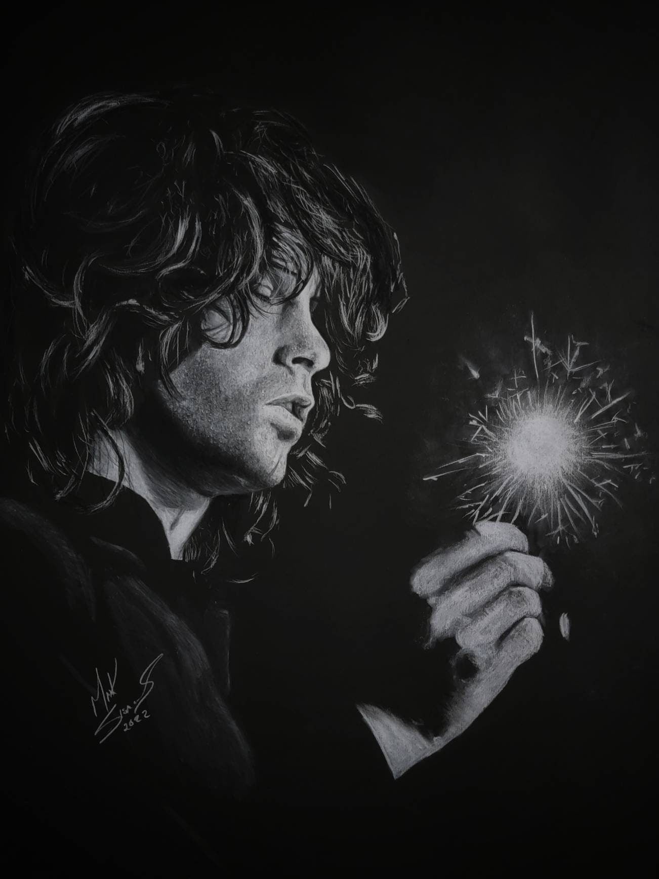 Jim Morrison in White Charcoal