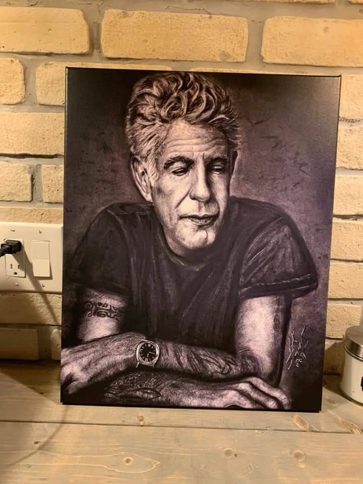 Anthony Bourdain in Charcoal